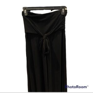 Lagaci strapless tie midi black dress